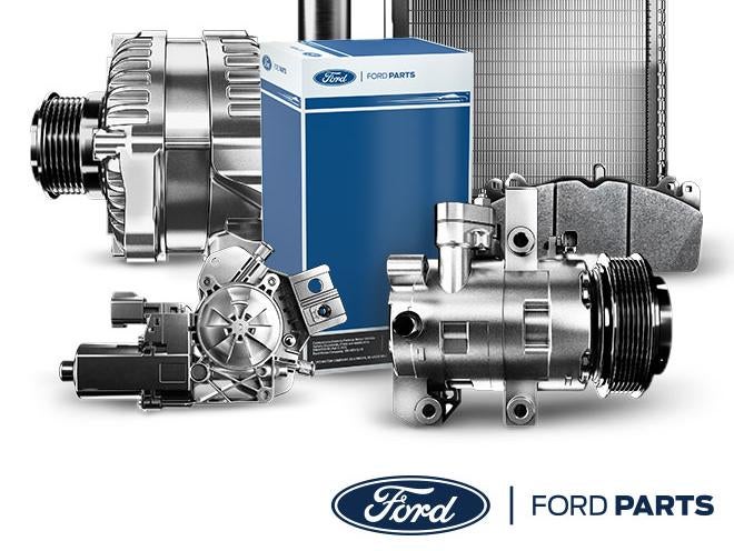 image of car parts and the Ford logo